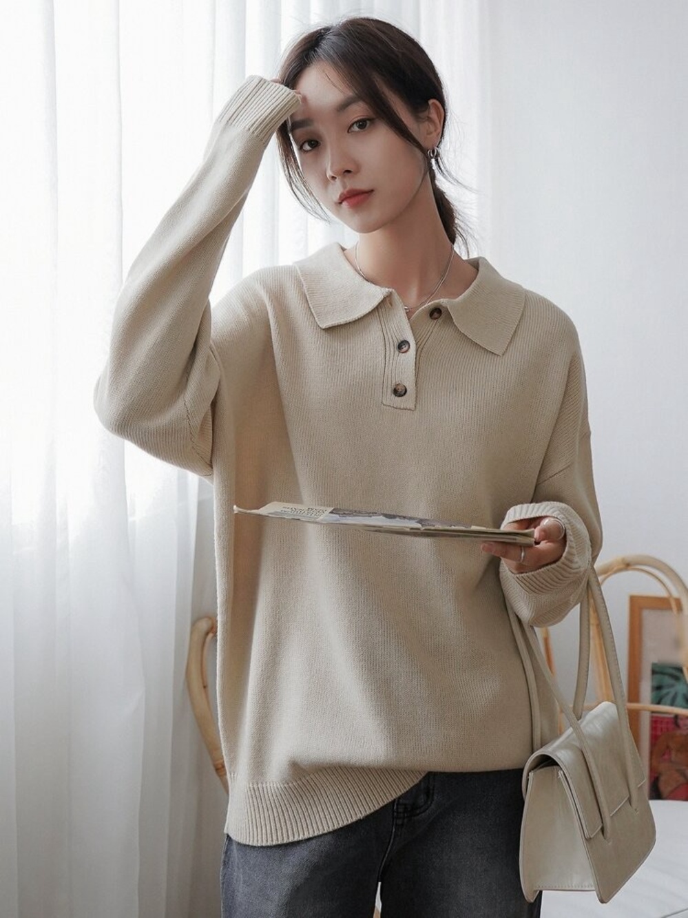 NWOT DAZY Collared Knit Pullover Sweater